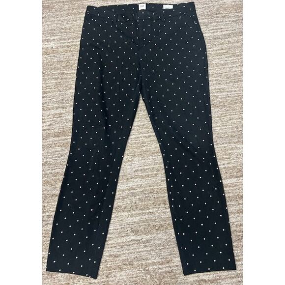 Gap Signature Skinny Black White Polka Dot Stretch Skinny Ankle Pants Size 10 - Picture 1 of 9